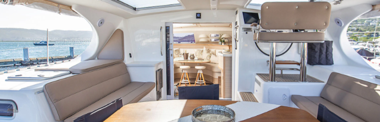 Interior view of a semi-customised yacht