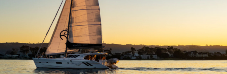 View of a semi-customised yacht on the ocean