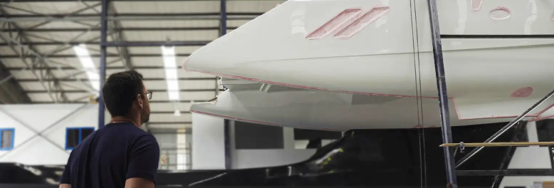 A view of a luxury yacht under construction