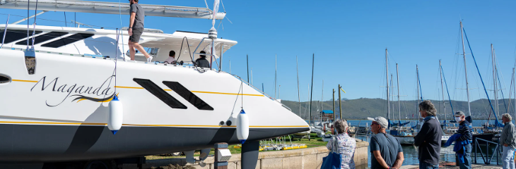 Exterior view of a luxury yacht 