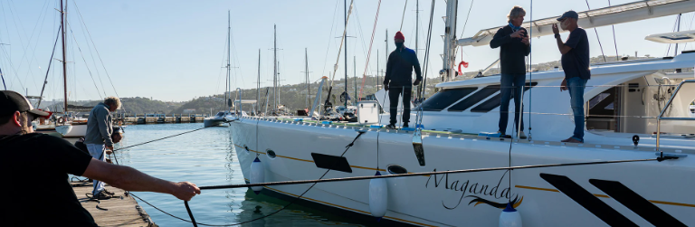 Workers aboard a luxury yacht